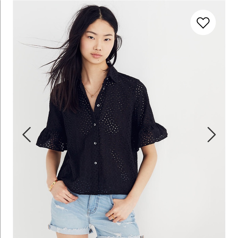 NWT Madewell Eyelet Bell-Sleeve Top